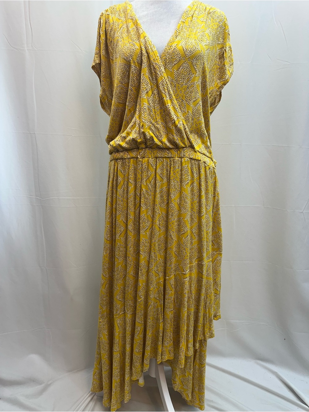 Maeve Yellow Printed Maxi Dress with V-Neck XL - Picture 1 of 4